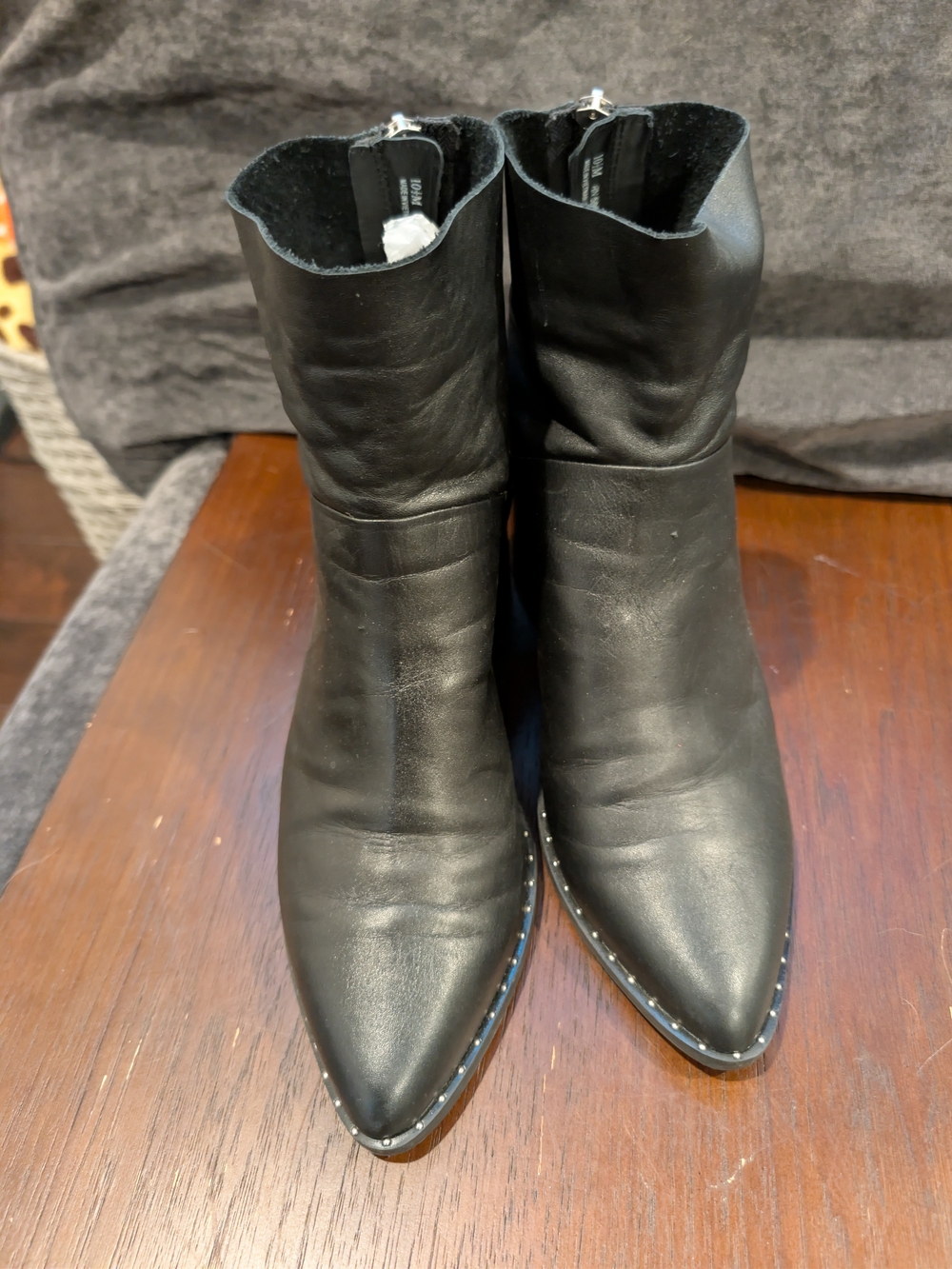 Treasure & Bond Black Leather Knee-High Boots with Studded Sole